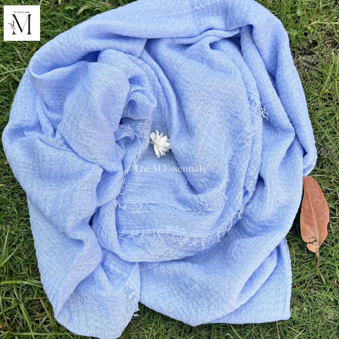 Crinkle Lawn (Crimp) Hijab - Light Blue
