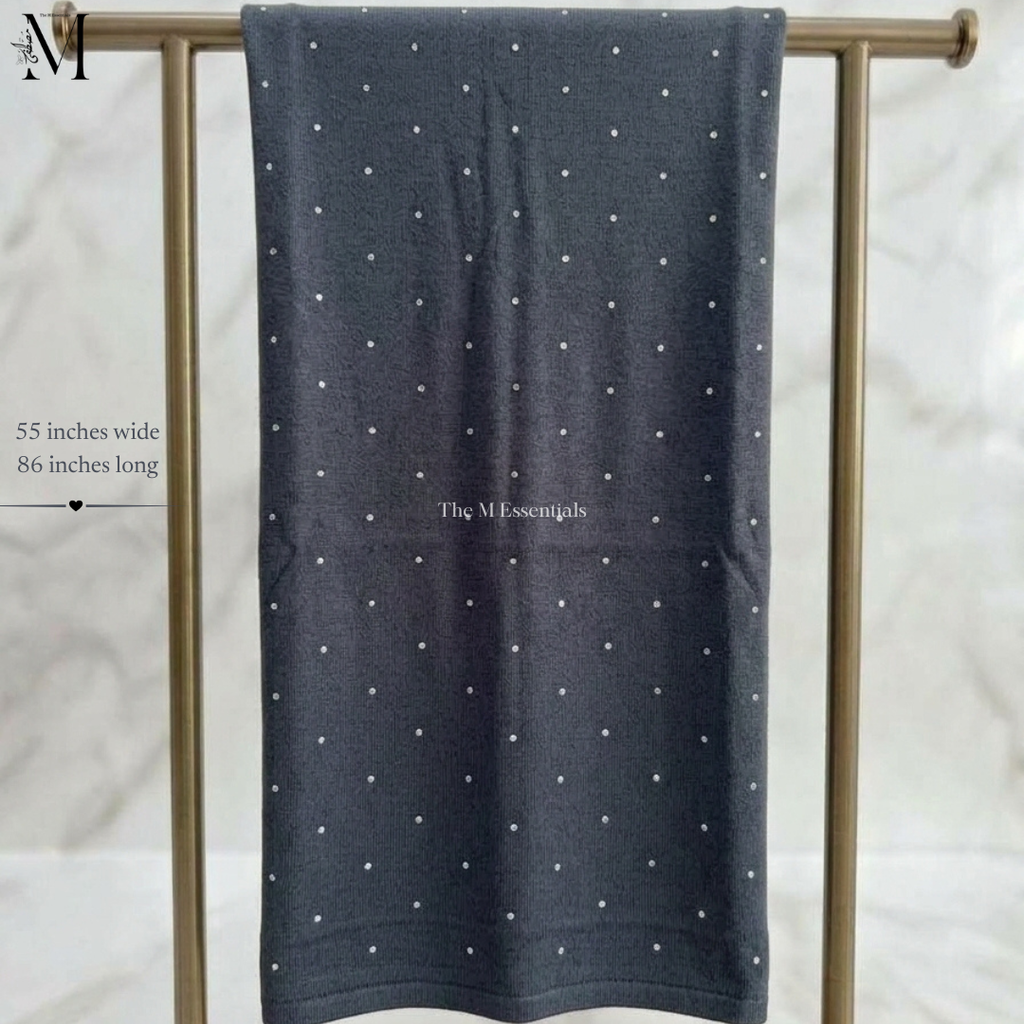 Slate Grey Jersey Chaddar with stones - The M Essentials