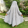 White Polka Dots Girls Prayer Dress | Kids Namaz Chaddar (5–8 Years)