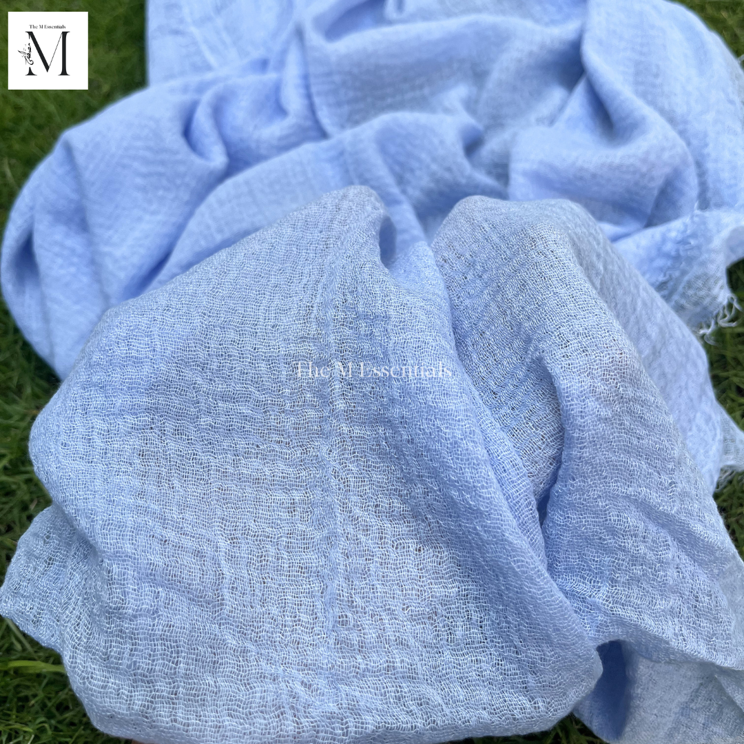 Crinkle Lawn (Crimp) Hijab - Light Blue