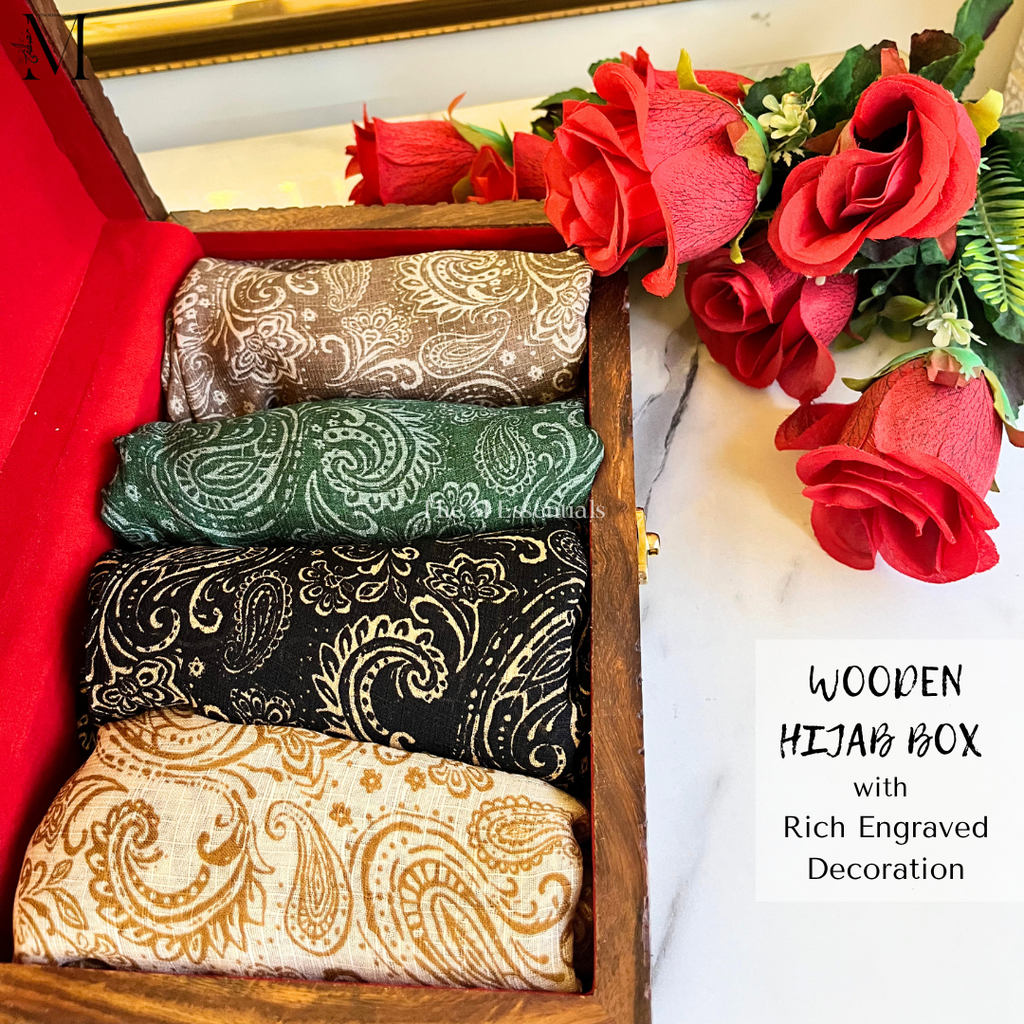 Wooden storage box for hijab - The M Essentials
