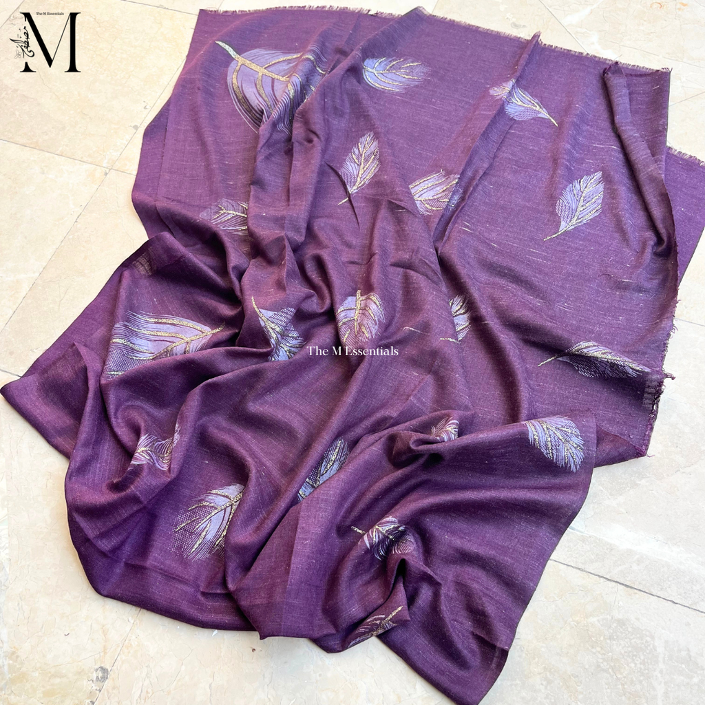 Plum Midnight Leaf Lawn Hijabs - The M Essentials 