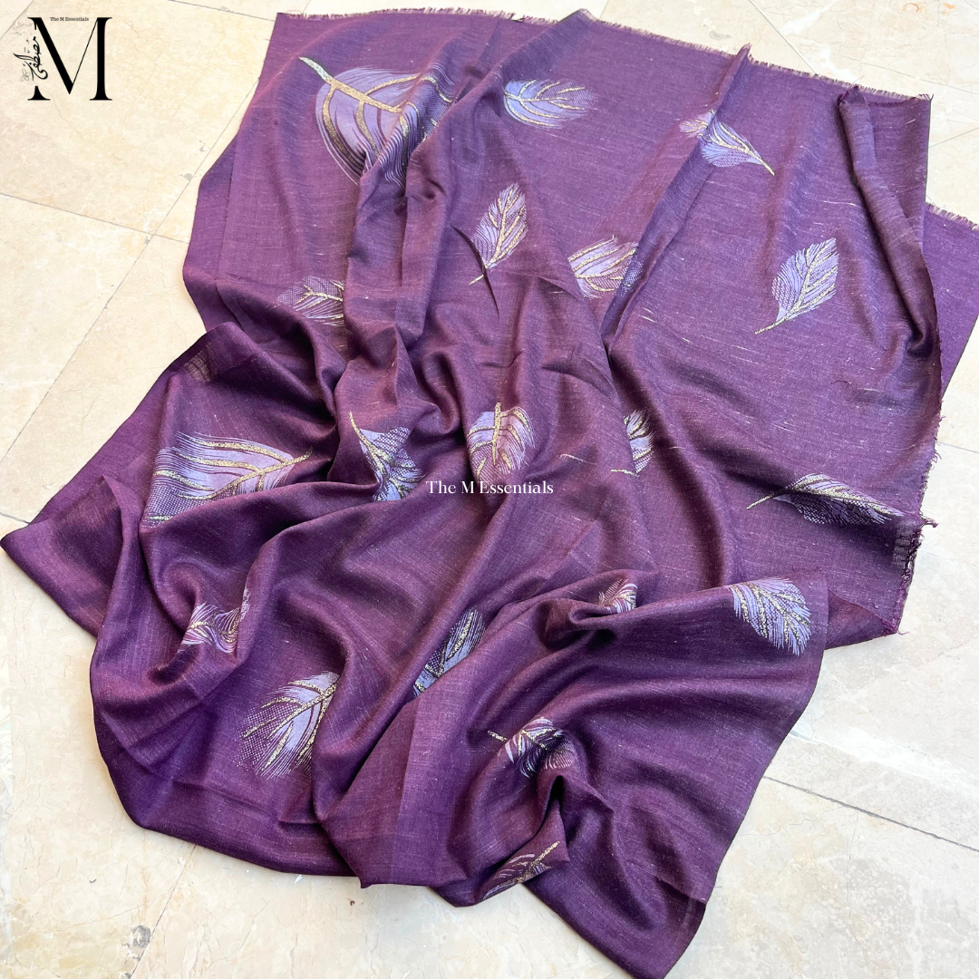 Plum Midnight Leaf Lawn Hijabs - The M Essentials 