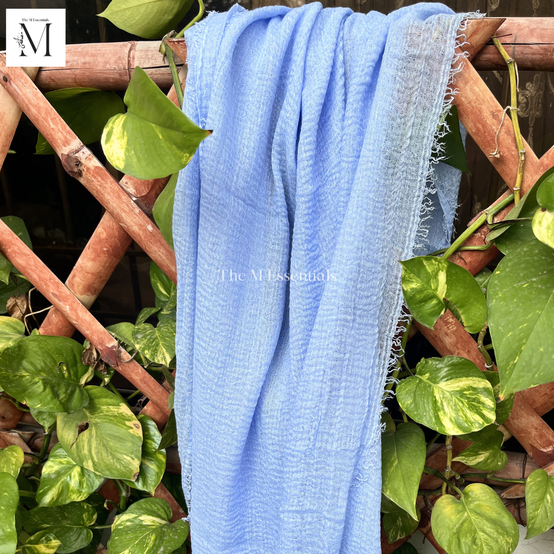 Crinkle Lawn (Crimp) Hijab - Light Blue