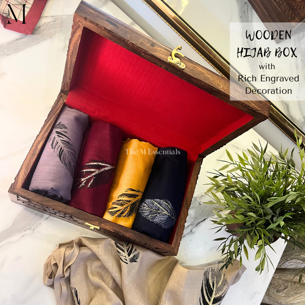 Wooden storage box for hijab - The M Essentials
