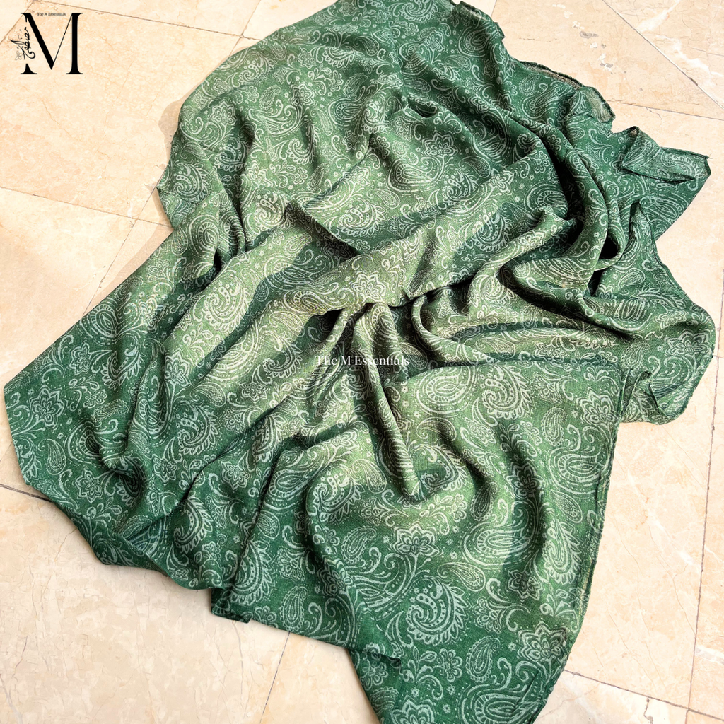Green Digital Print Lawn Hijabs - The M Essentials
