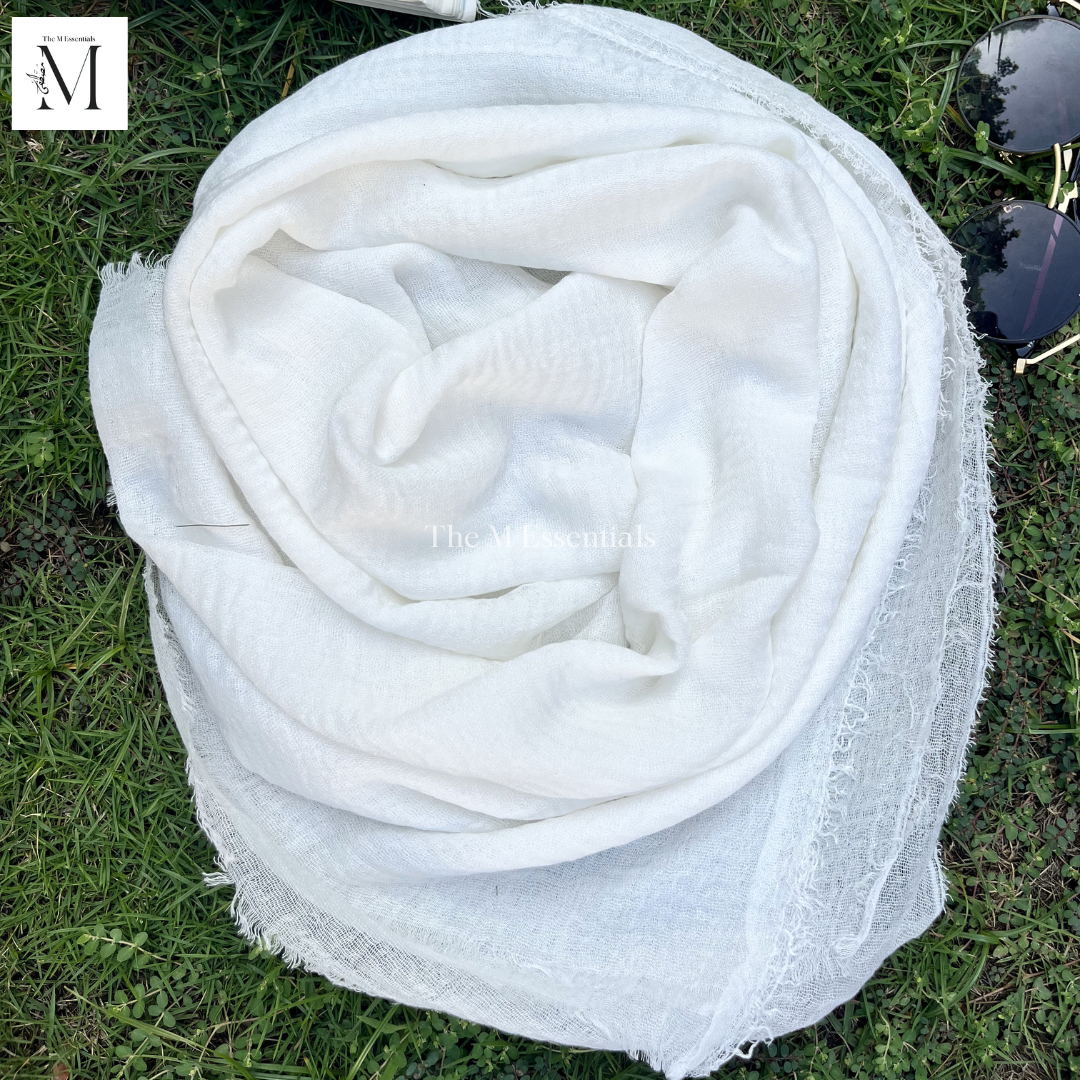Crinkle Lawn (Crimps) Hijab - White