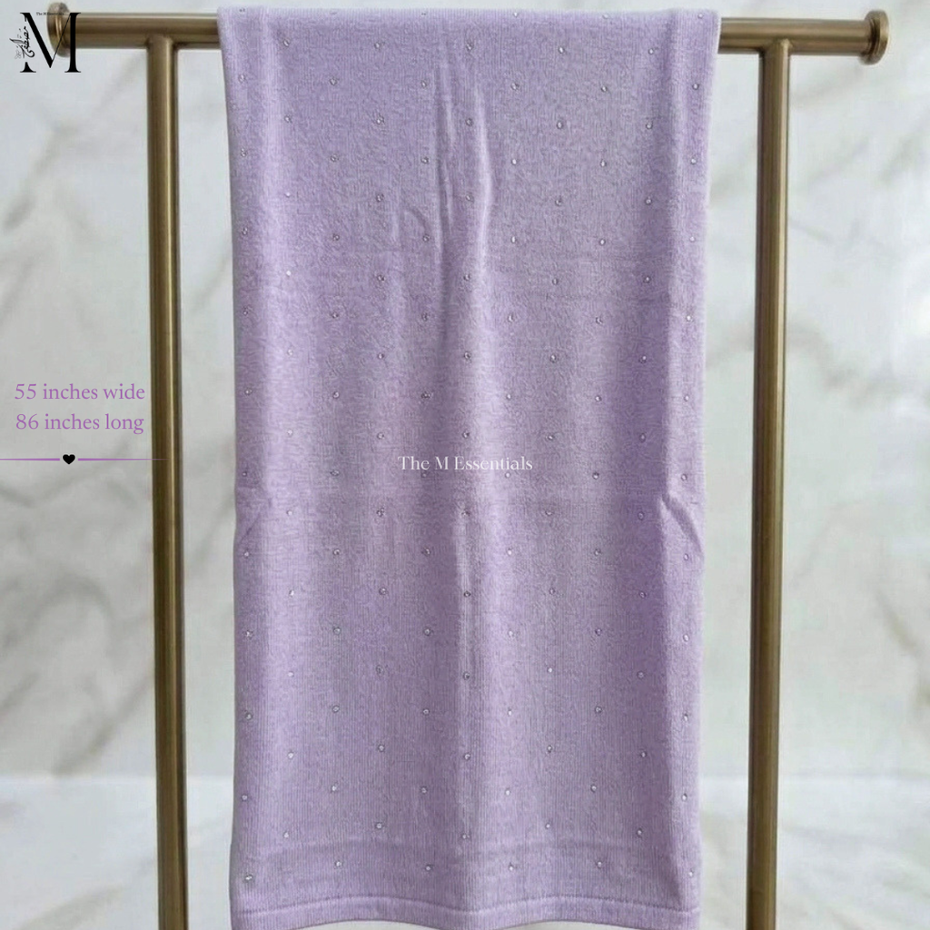 Lilac Jersey Chaddar with stones - Large Hijab by The M Essentials