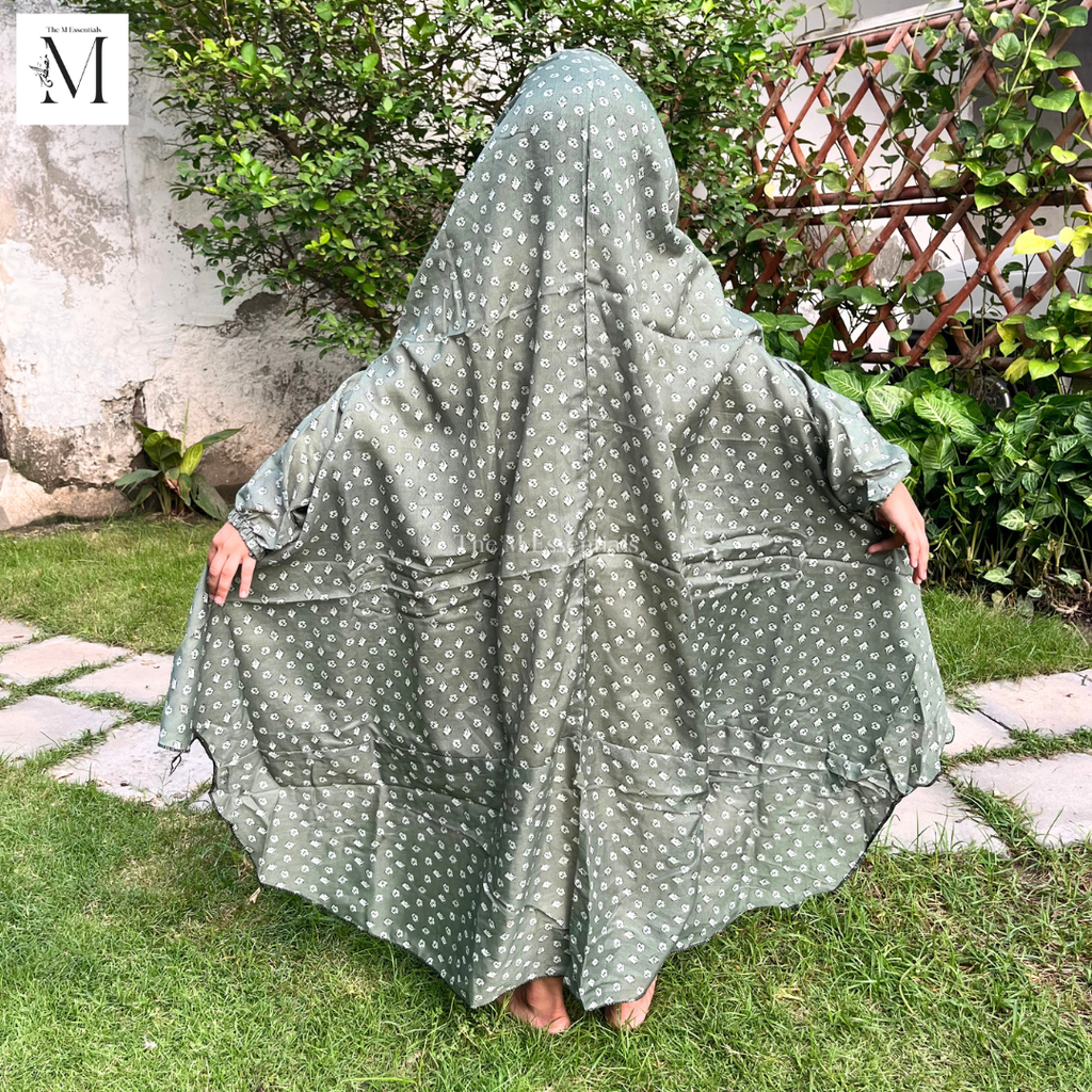 Green Girls Prayer Dress | Kids Namaz Chaddar (5–8 Years)