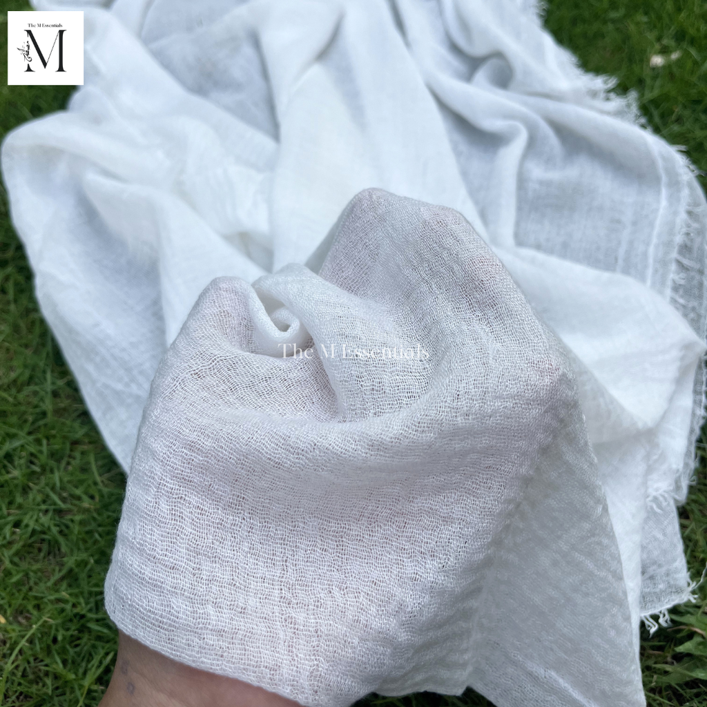 Crinkle Lawn (Crimps) Hijab - White