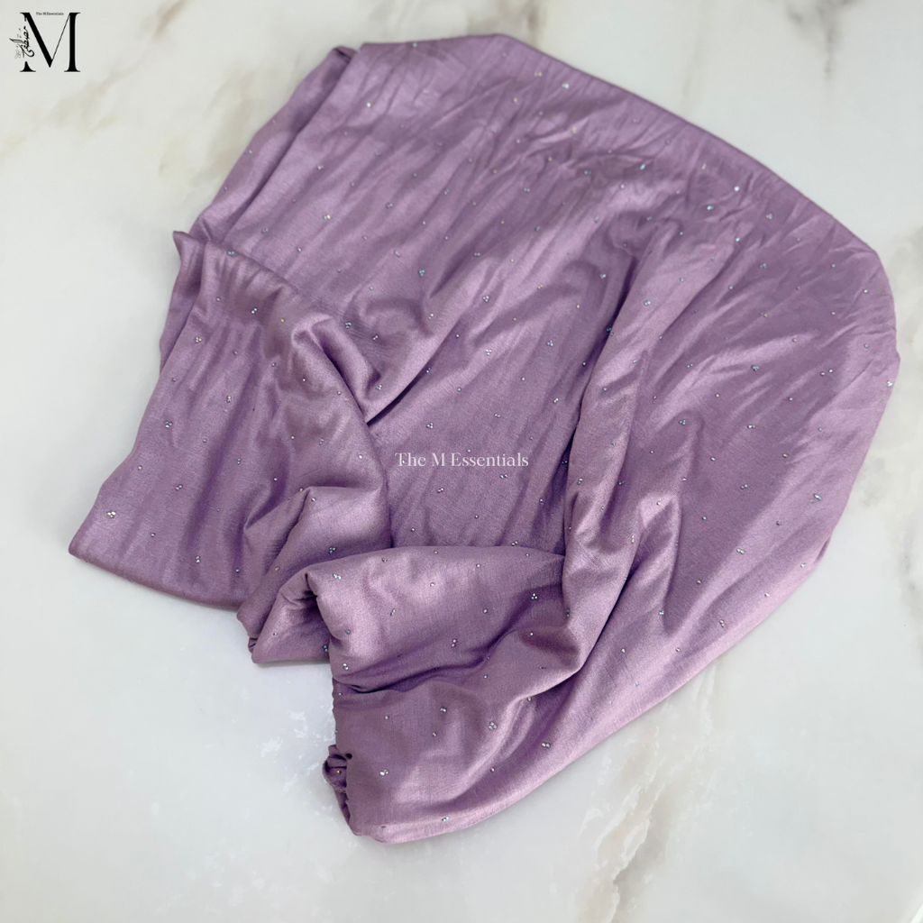 Lilac Jersey Chaddar with stones - Large Hijab by The M Essentials