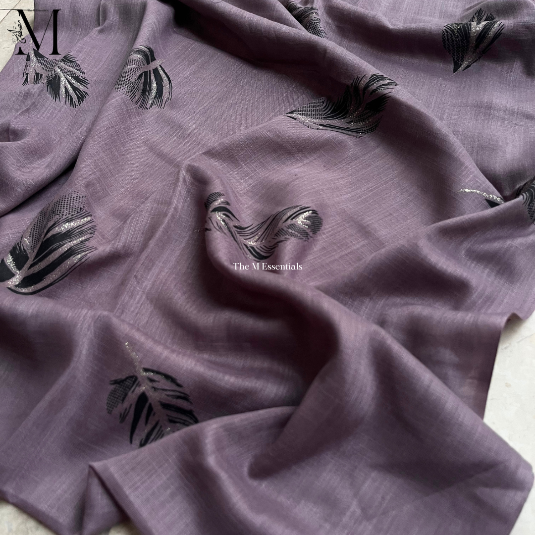Purple Midnight Leaf Lawn Hijabs - The M Essentials