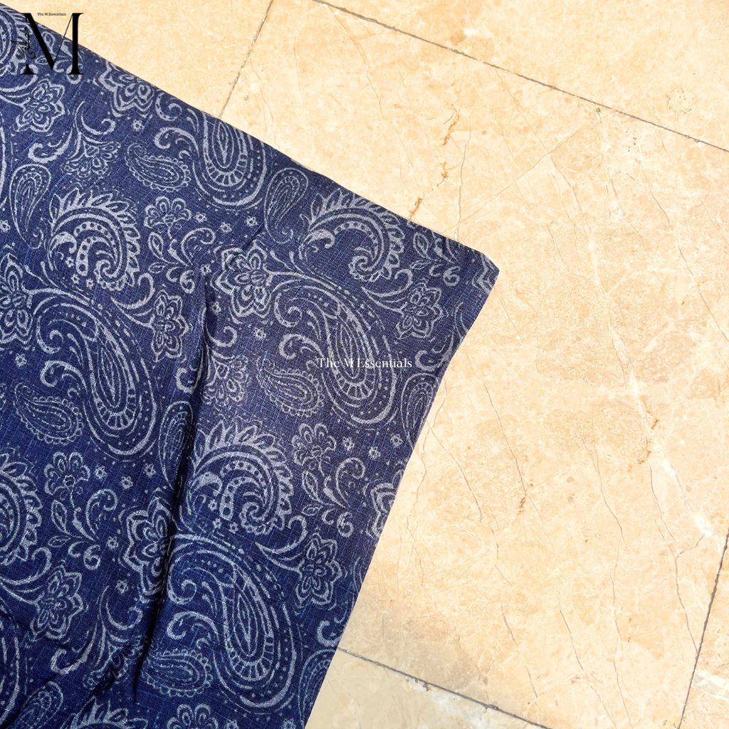 Dark Blue Digital Print Lawn Hijabs - The M Essentials