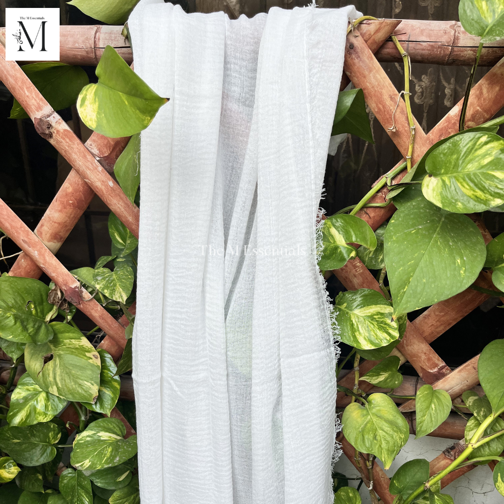Crinkle Lawn (Crimps) Hijab - White