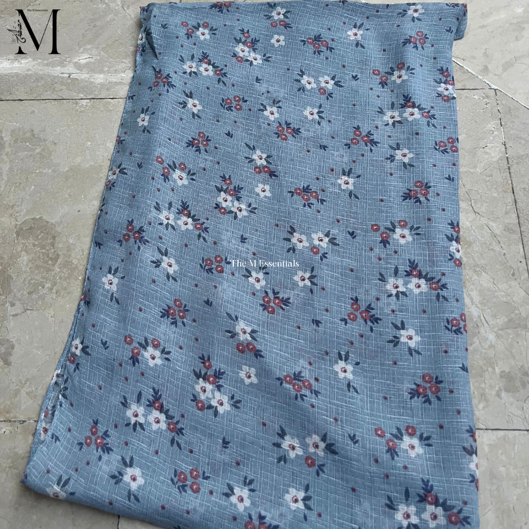 Sky Blue Malaysian printed cotton lawn hijab in Pakistan