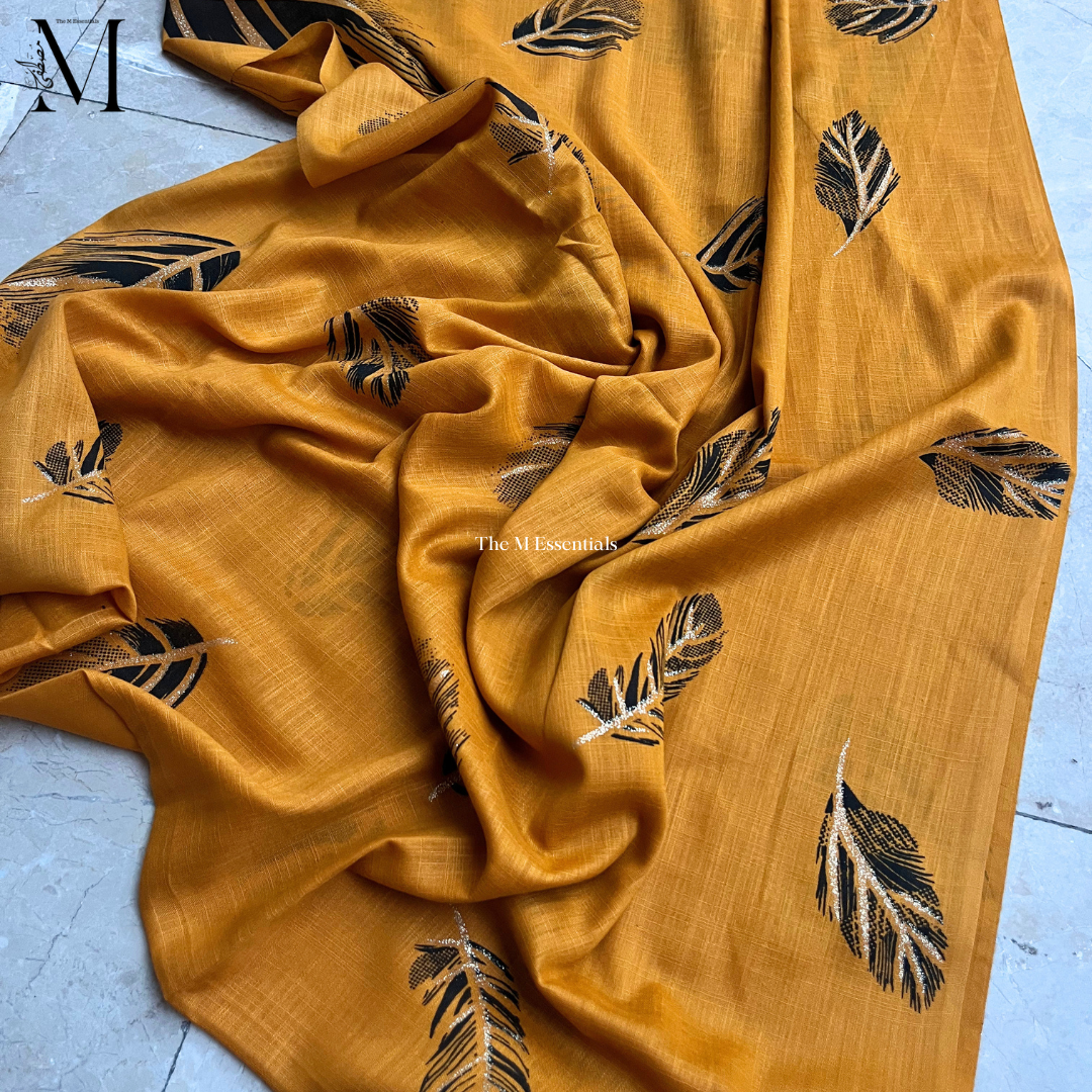 Yellow Midnight Leaf Lawn Hijabs - The M Essentials
