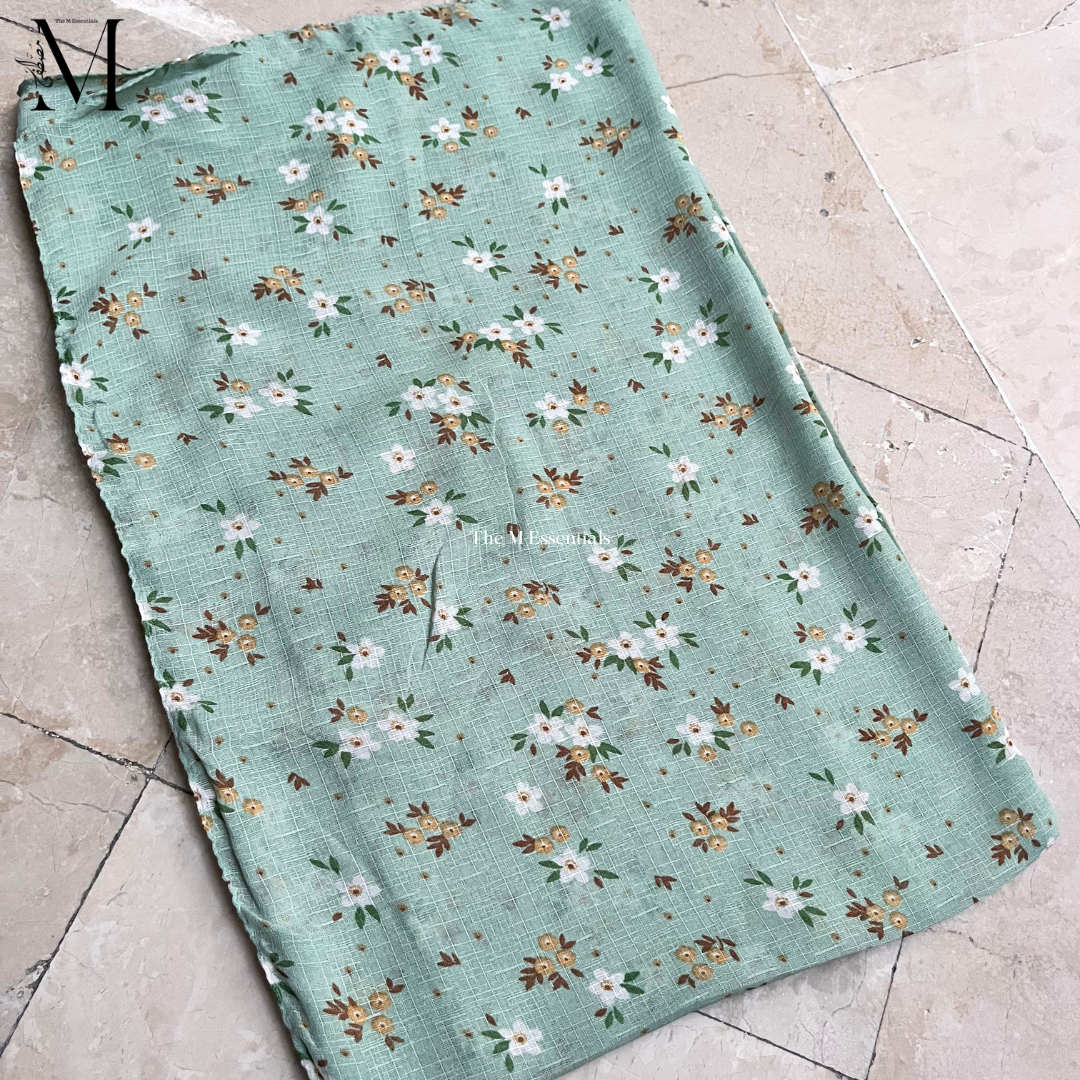 Mint Green Malaysian printed cotton lawn hijab in Pakistan