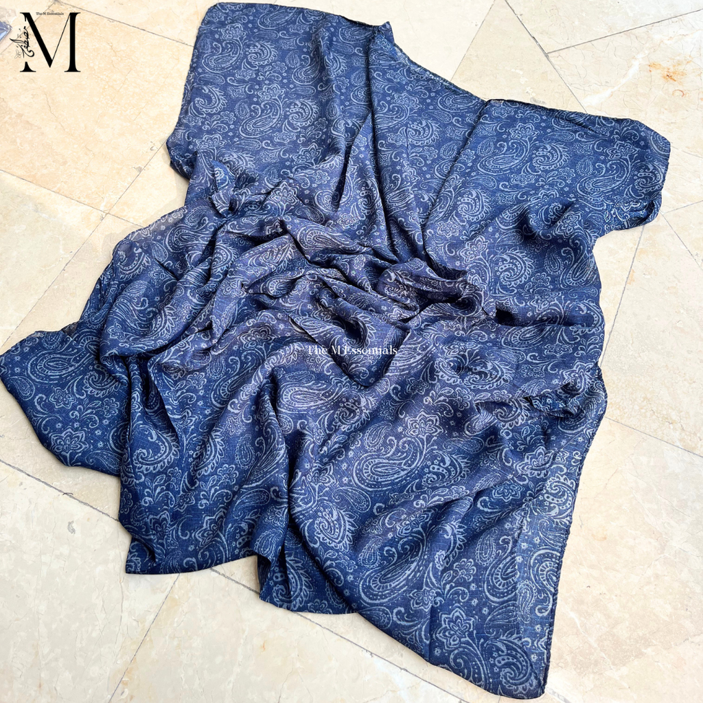Blue Digital Print Lawn Hijabs - The M Essentials