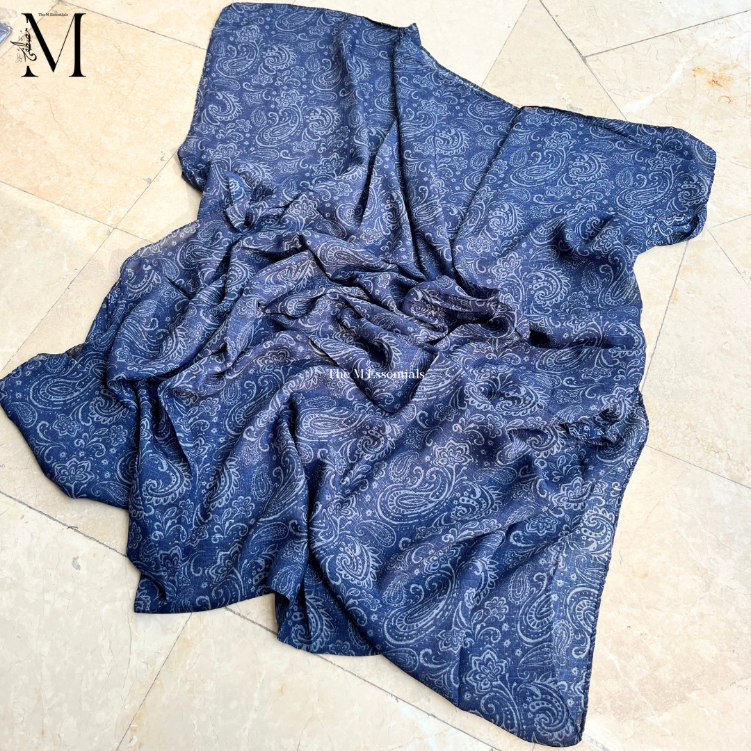 Blue Digital Print Lawn Hijabs - The M Essentials