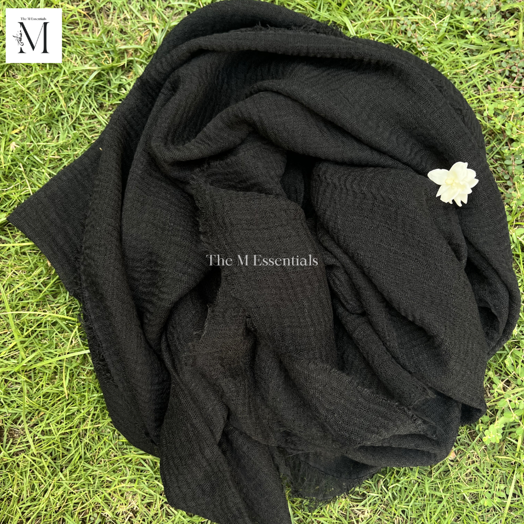 Crinkle Lawn (Crimps) Hijab -  Black