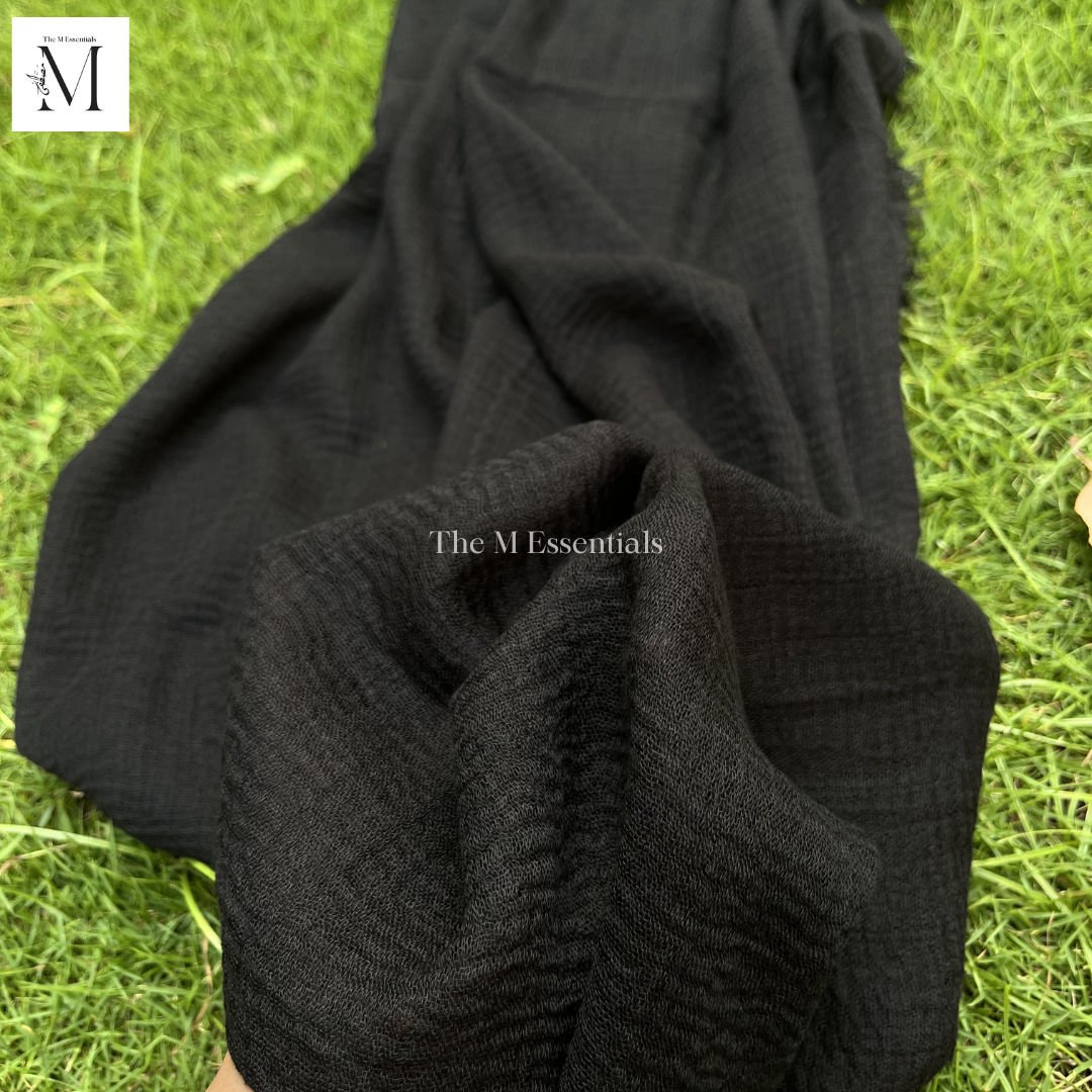 Crinkle Lawn (Crimps) Hijab -  Black