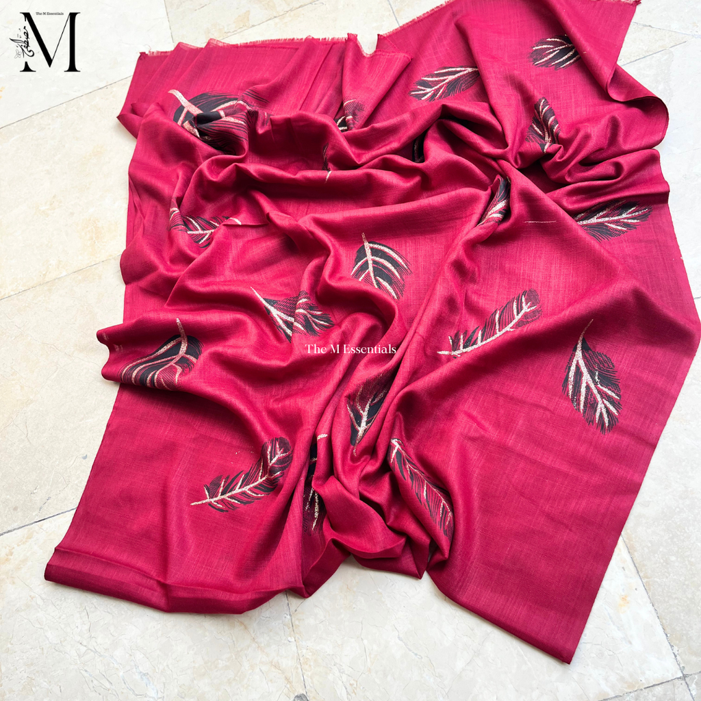 Midnight Leaf Lawn Hijabs - Maroon, Black, Blue