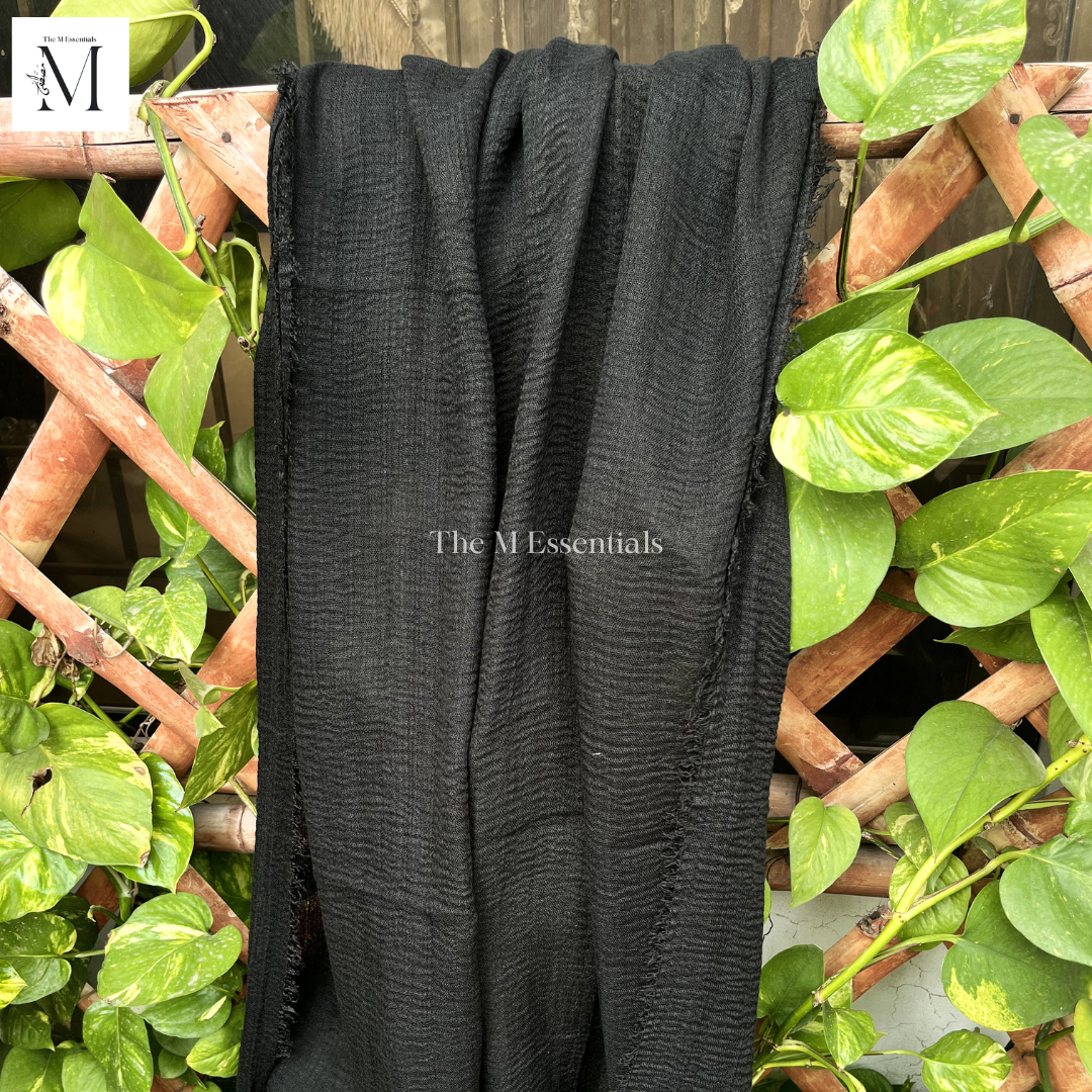 Crinkle Lawn (Crimps) Hijab -  Black
