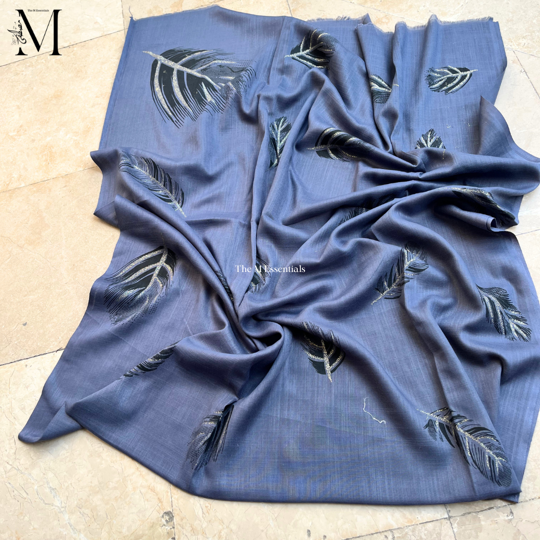 Midnight Leaf Lawn Hijabs - Maroon, Black, Blue