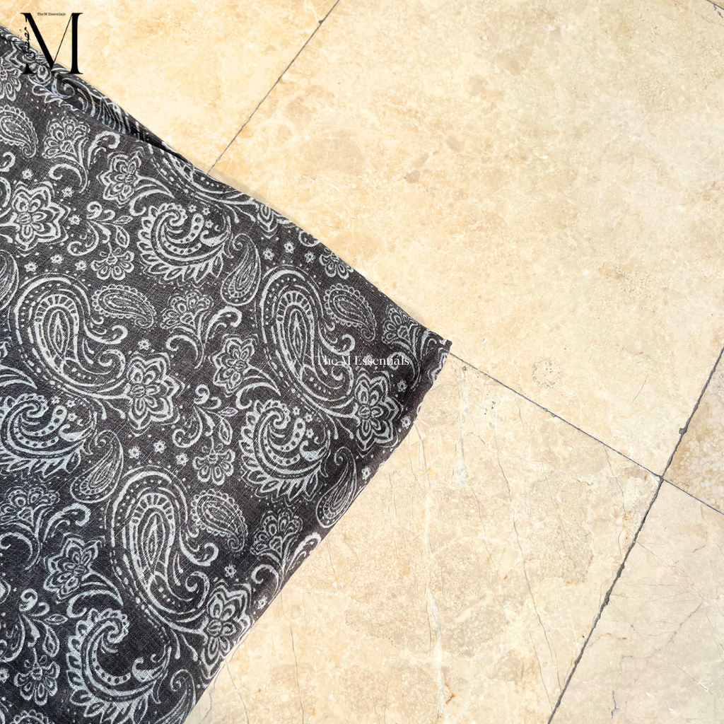 Dark Grey Digital Print Lawn Hijabs - The M Essentials