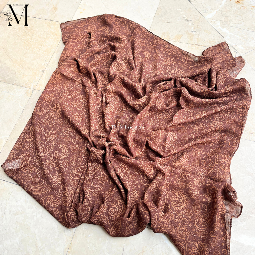 Maroon Digital Print Lawn Hijabs - The M Essentials