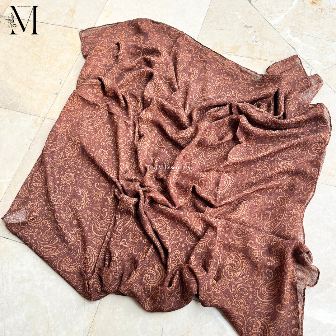 Maroon Digital Print Lawn Hijabs - The M Essentials