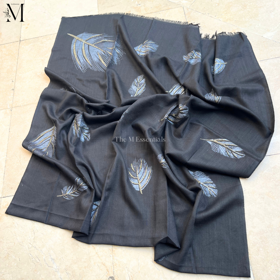 Midnight Leaf Lawn Hijabs - Maroon, Black, Blue