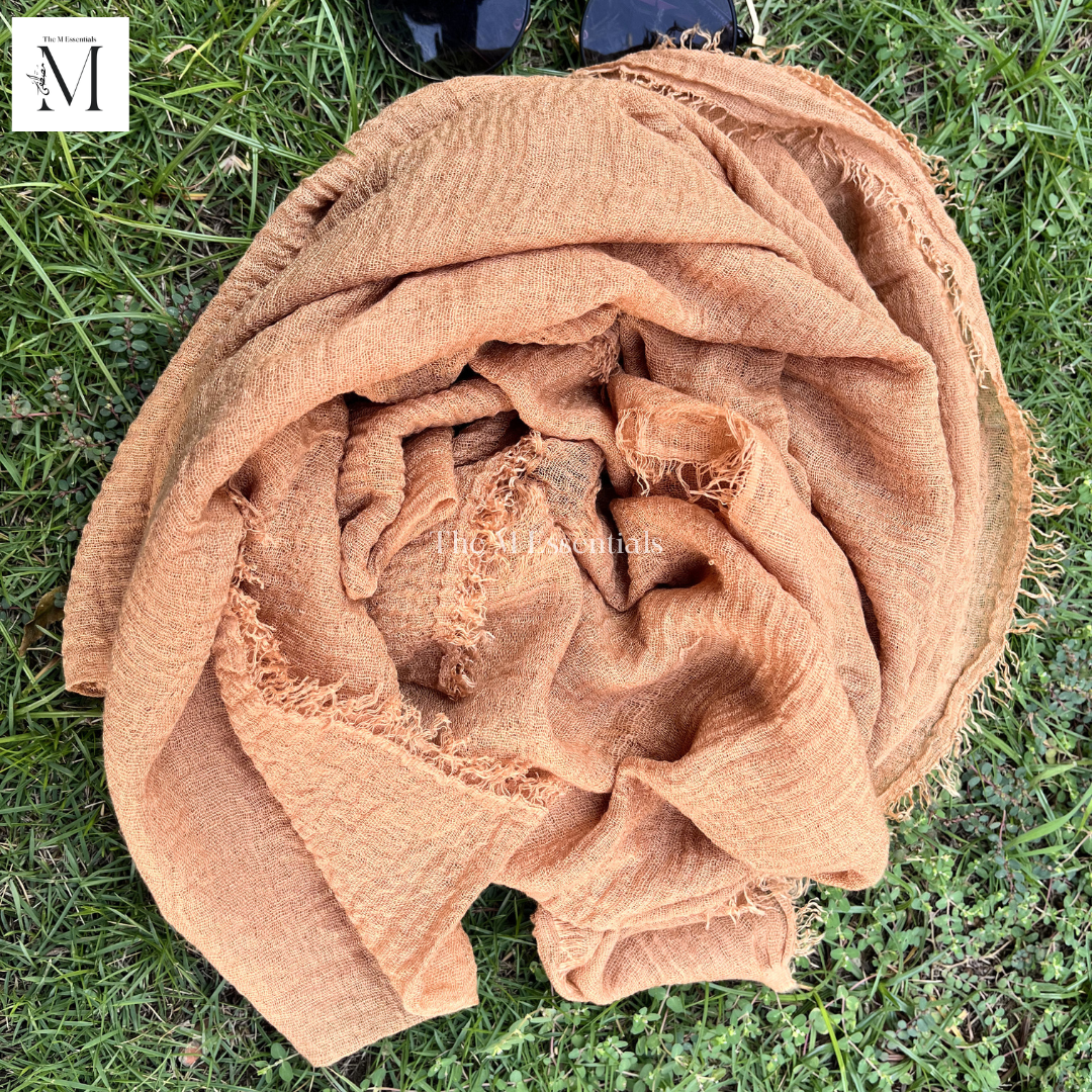 Crinkle Lawn (Crimp) Hijab - Light Brown