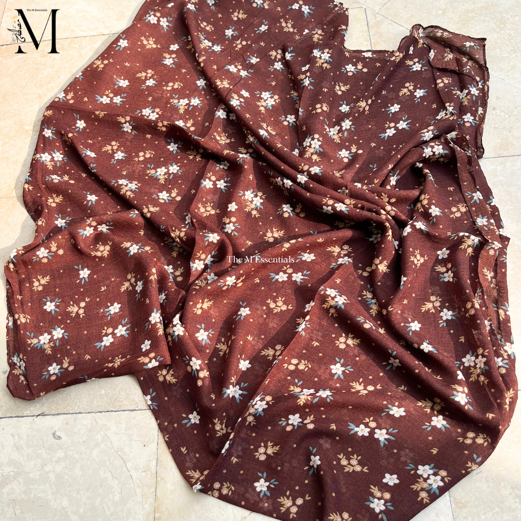 Maroon Malaysian printed cotton lawn hijab in Pakistan