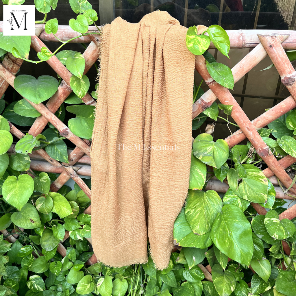 Crinkle Lawn (Crimp) Hijab - Light Brown