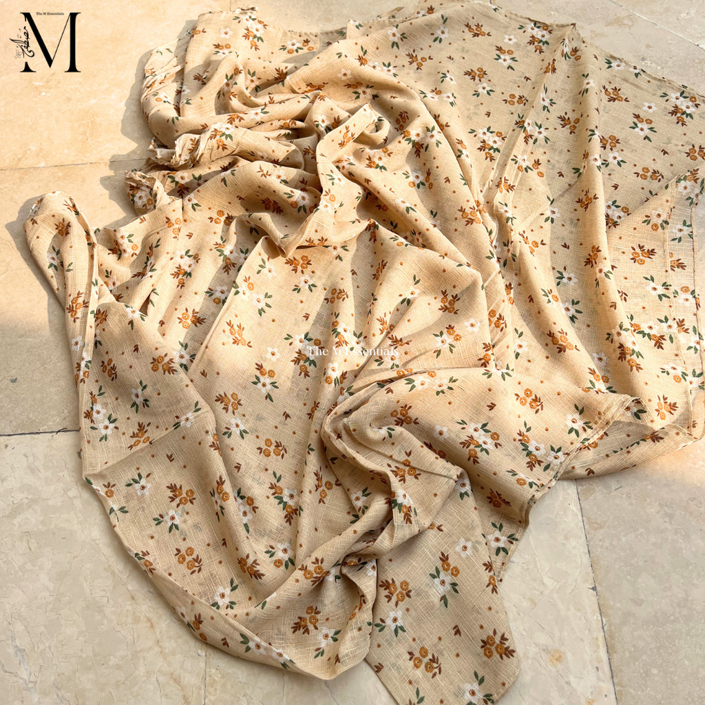 Latte Malaysian printed cotton lawn hijab in Pakistan
