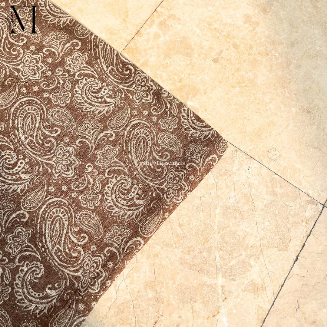 Beige Digital Print Lawn Hijabs - The M Essentials
