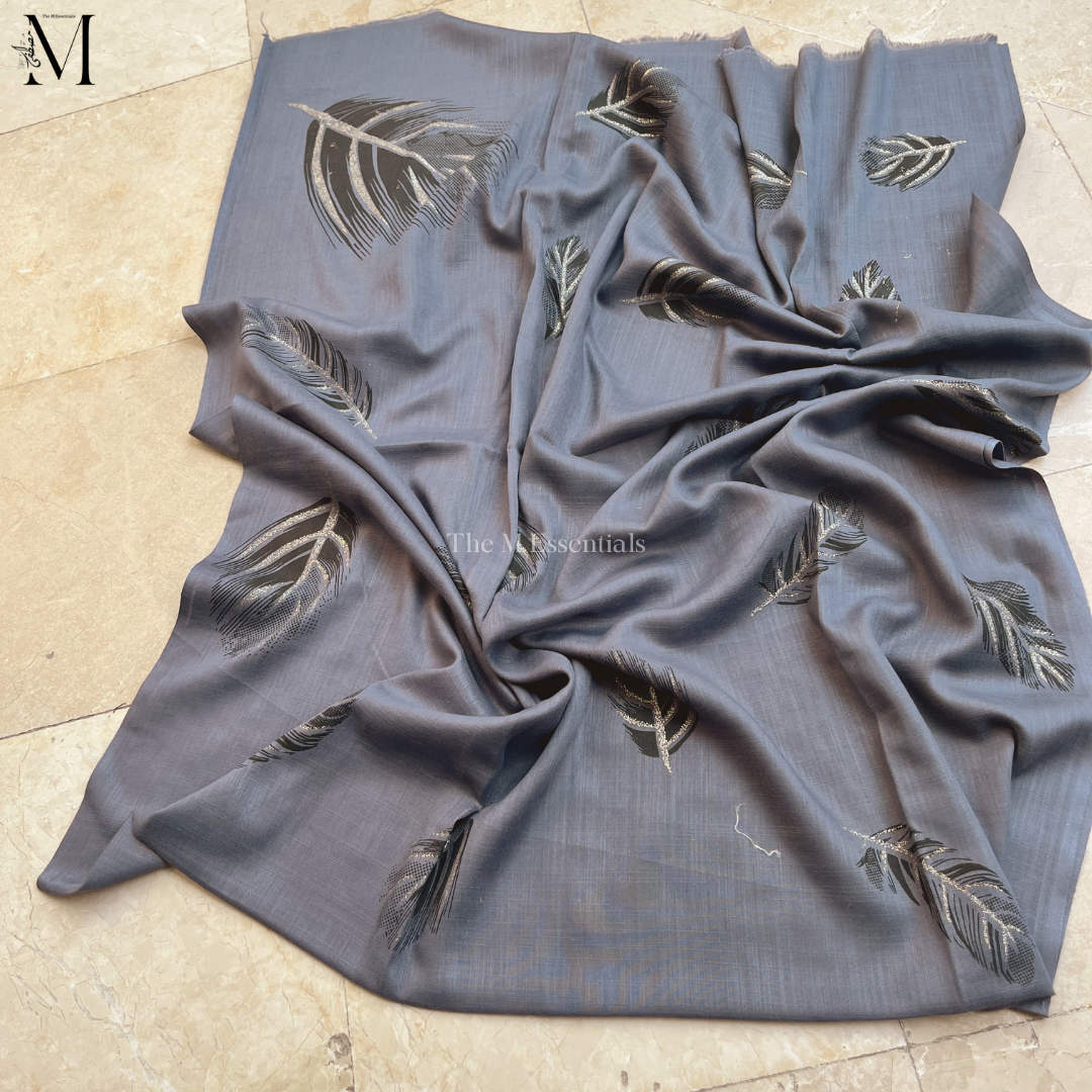 Midnight Lead Lawn Hijabs - Beige, White & Dark grey