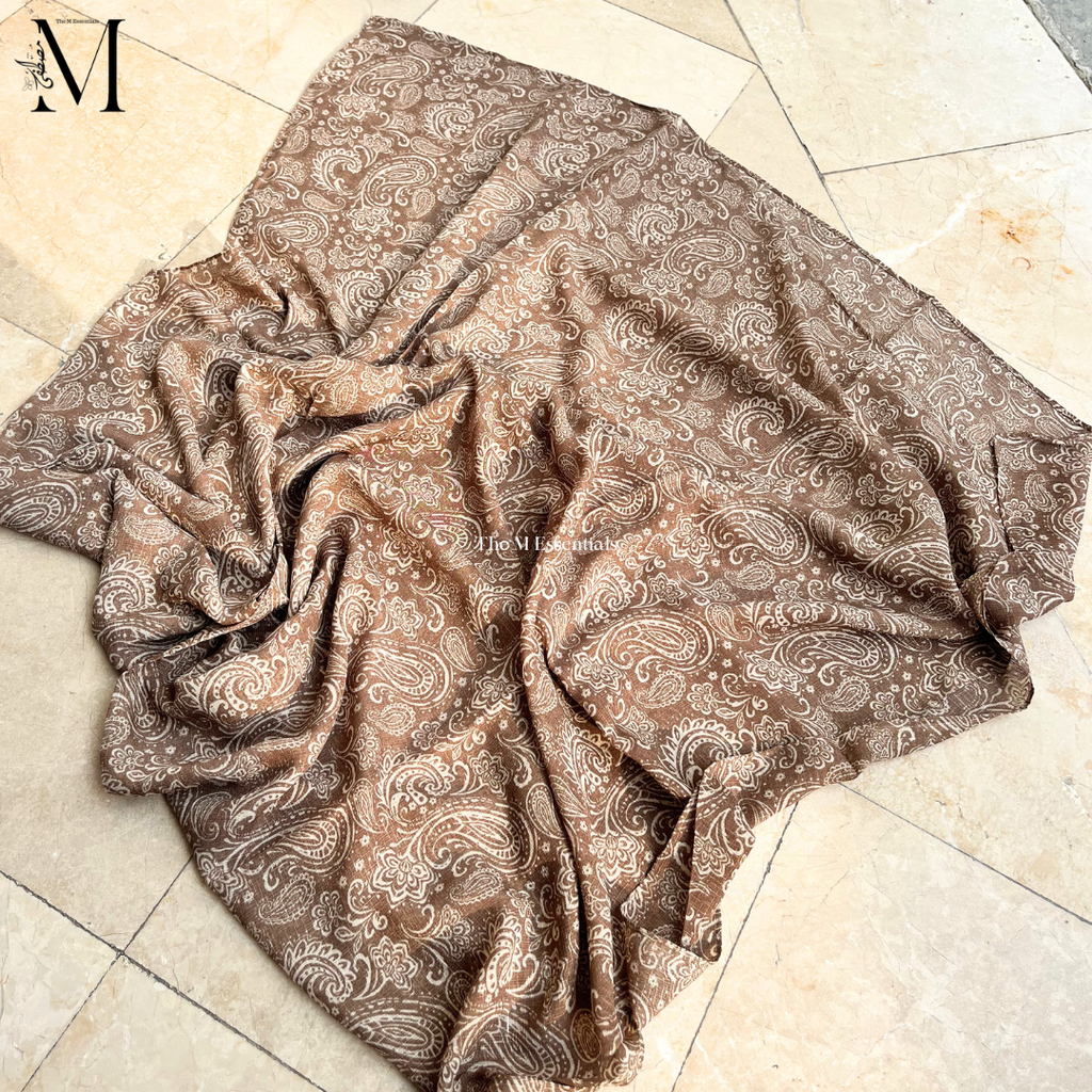 Beige Digital Print Lawn Hijabs - The M Essentials