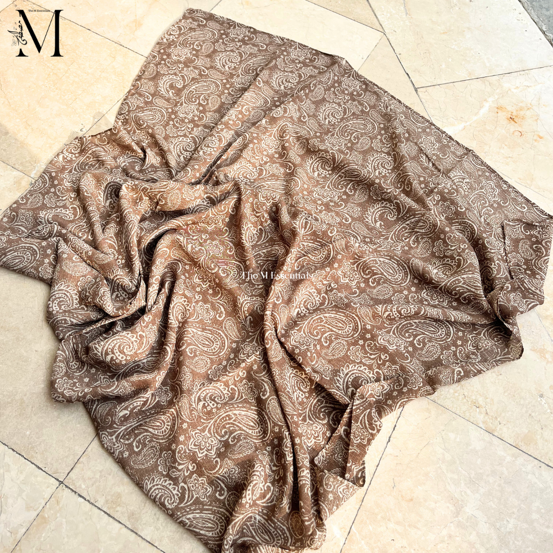 Beige Digital Print Lawn Hijabs - The M Essentials
