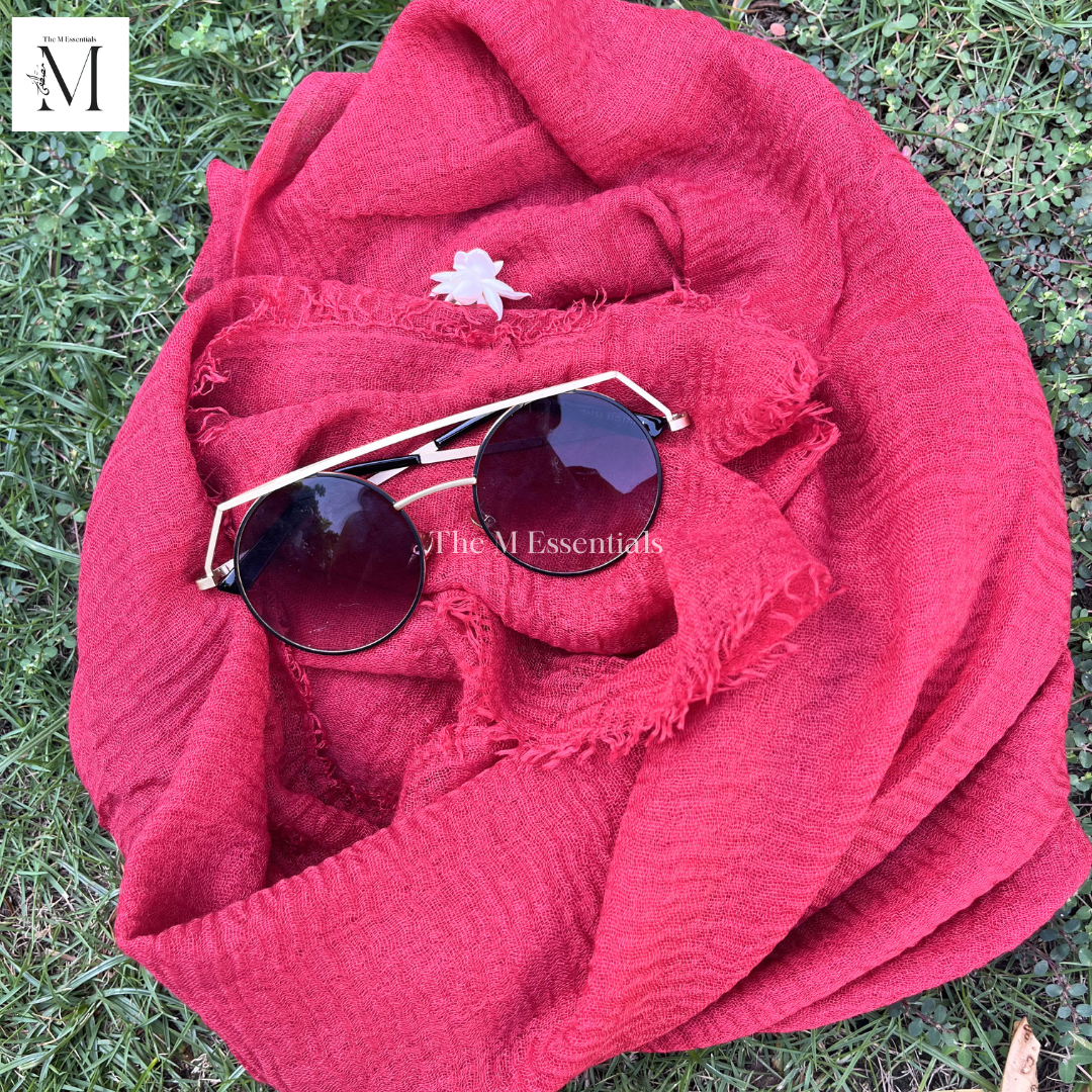 Crinkle Lawn (Crimps) Hijab - Red