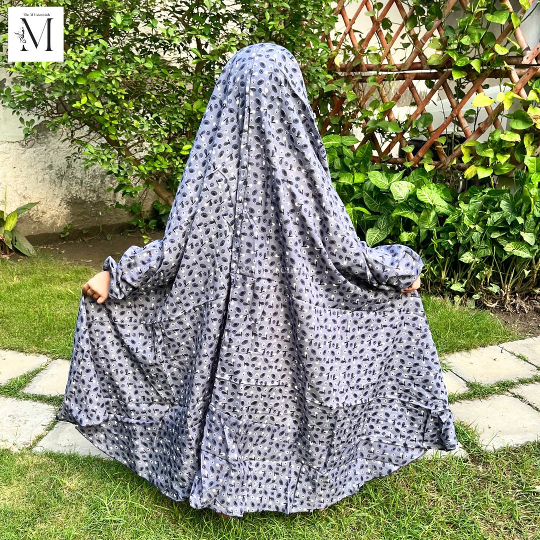 Gray Girls Prayer Dress | Kids Namaz Chaddar (5–8 Years)