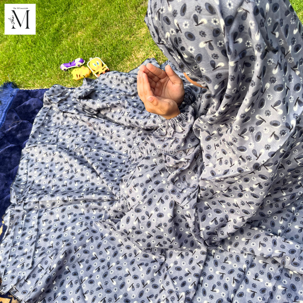 Gray Girls Prayer Dress | Kids Namaz Chaddar (5–8 Years)