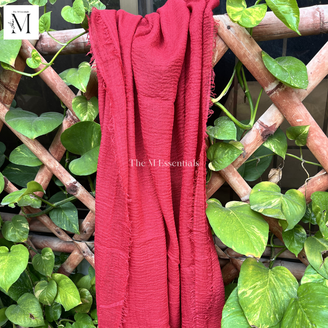 Crinkle Lawn (Crimps) Hijab - Red