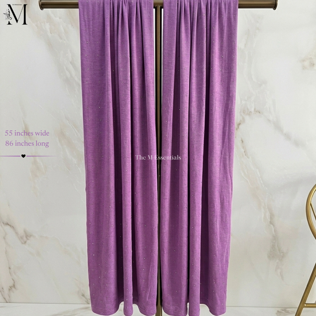 Light Purple Jersey Chaddar with stones - The M Essentials