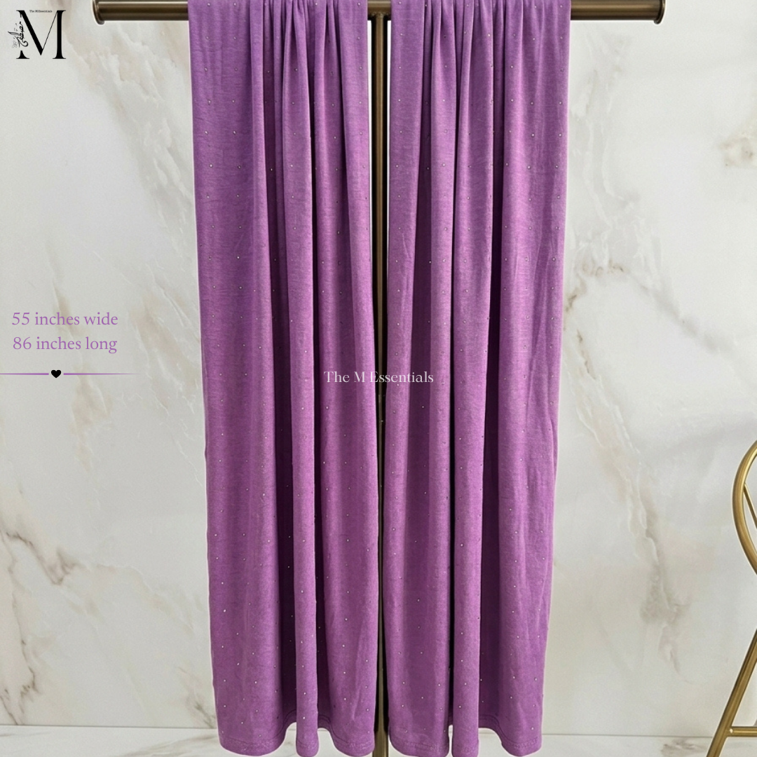 Light Purple Jersey Chaddar with stones - The M Essentials