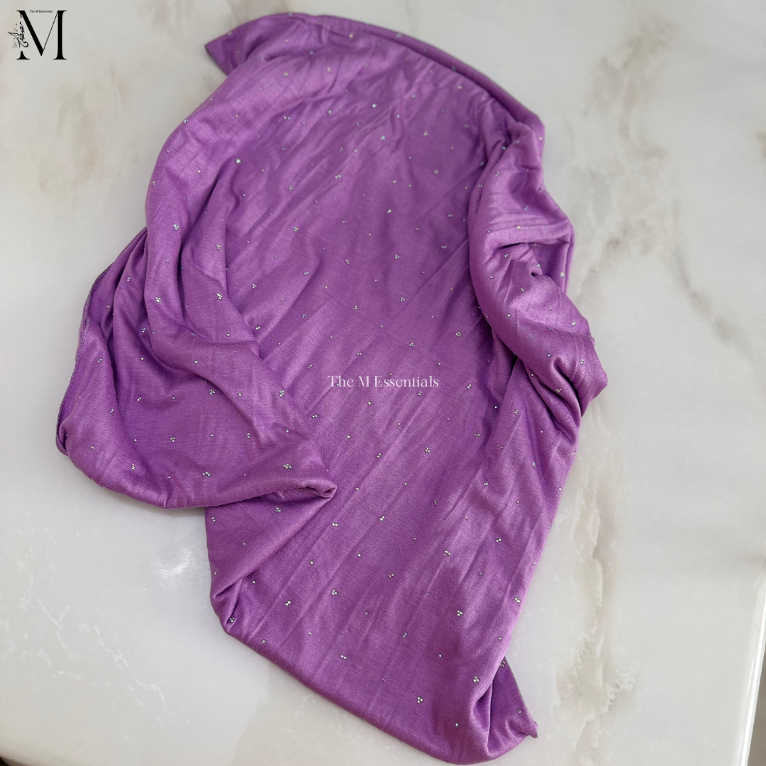 Light Purple Jersey Chaddar with stones - The M Essentials