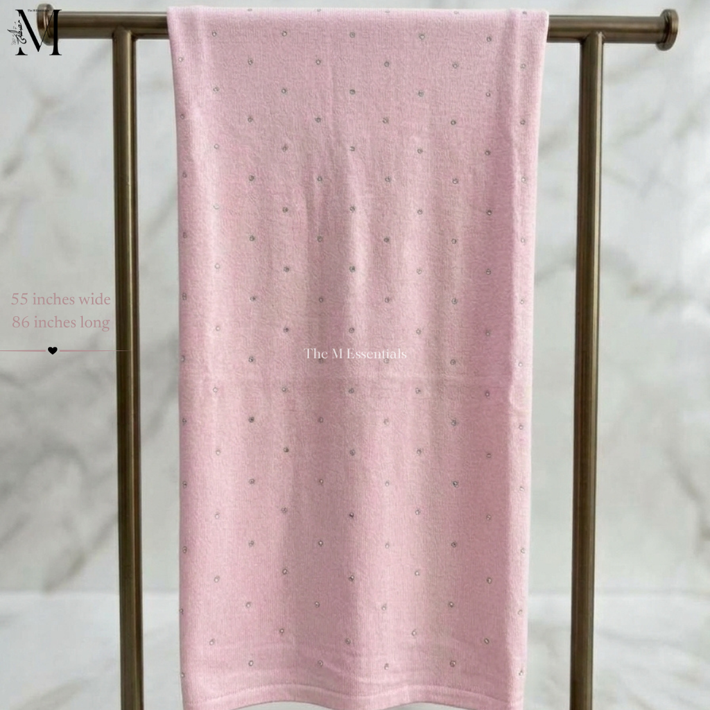 Light Pink Jersey Chaddar with stones - Large Hijabs by The M Essentials