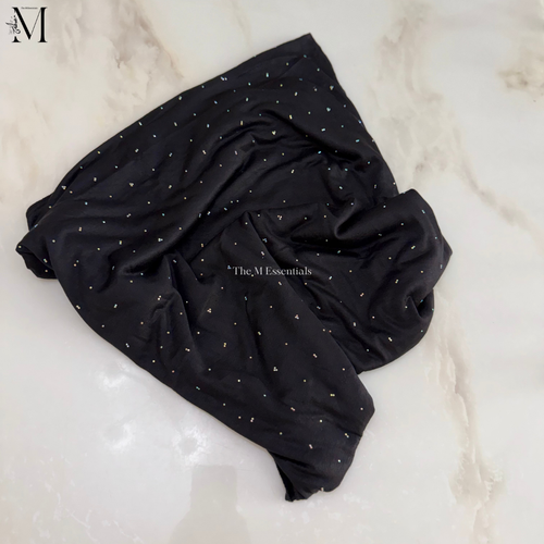 Black Jersey Chaddar with stones - The M Essentials