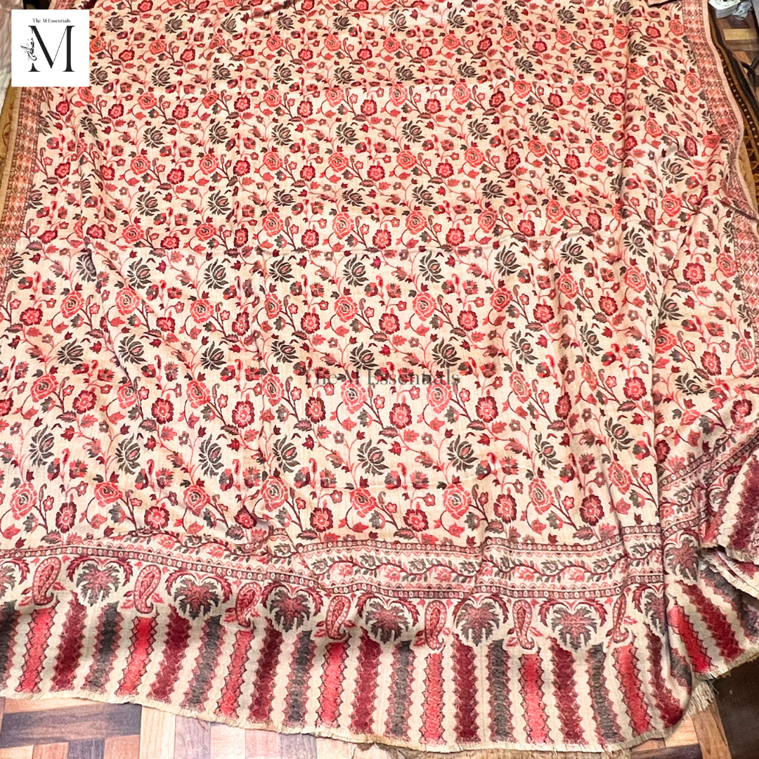 Peach Premium Kani Pashmina Shawl | Kashmiri Woven Winter Shawl